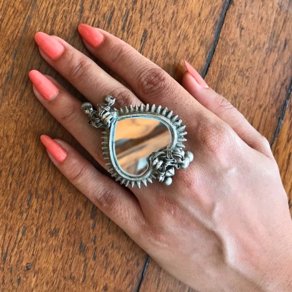 Heart Aarcee (Mirror Ring) with Ghungroo - Vintage - Image 2