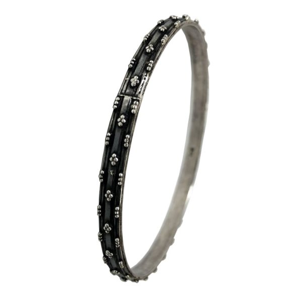 rava work 925 sterling silver oxidised churi bangle