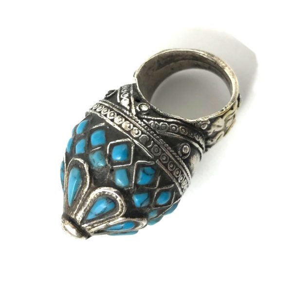 Turquoise Central-Asian (Iran) Dome Cocktail Ring - Vintage - Image 3