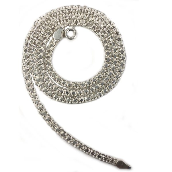 20 inch flat silver chain for men in pure 925 silver