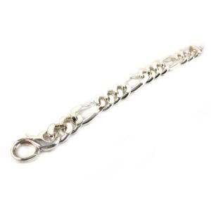 broad hammered silver chain bracelet for men in pure 925 sterling silver