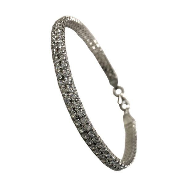 silver bracelet set with CZ zircons in pure 925 sterling silver