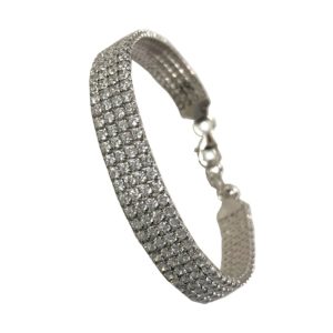 three line zircon bracelet for women in 925 silver