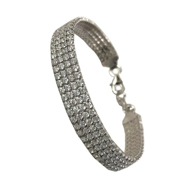 three line zircon bracelet for women in 925 silver