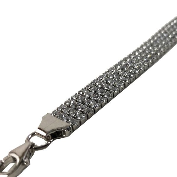 flexible zircon silver bracelet for women, full view