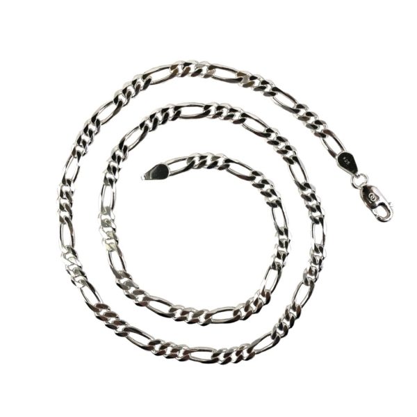 light weight hammered figaro silver chain in pure 925 sterling silver jewellery for men