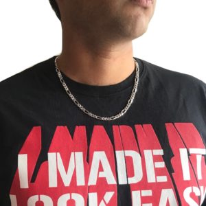 model wearing 20 inch silver chain for men