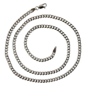 hammered 20 inch thin curb silver chain in sterling 925 silver jewelry
