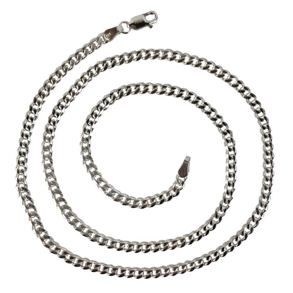 hammered 20 inch thin curb silver chain in sterling 925 silver jewelry