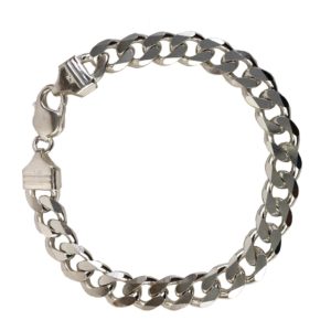 hammered 925 silver curb chain bracelet for men of medium width from silver jewellery for men collection