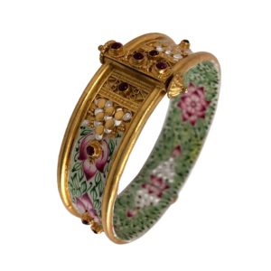Gold enamel kara in designer pure sterling silver jewellery for women