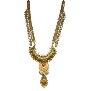 gold plated jadau sterling silver necklace for bridal silver jewellery