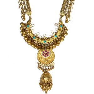 bridal gold plated silver jadau necklace for weddings