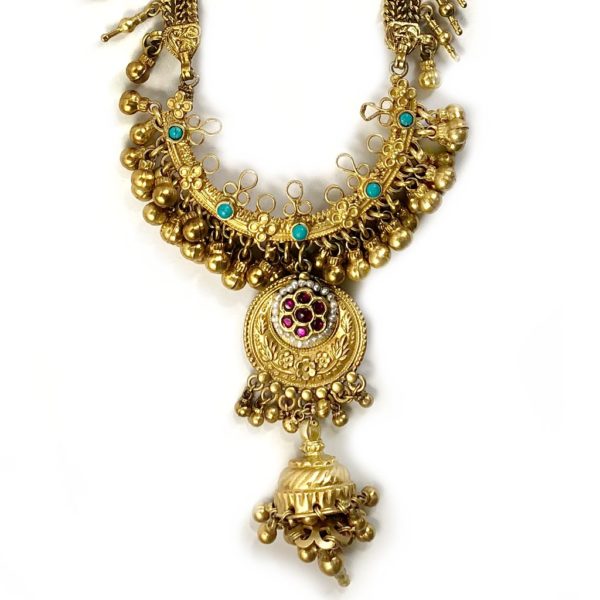 bridal gold plated silver jadau necklace for weddings