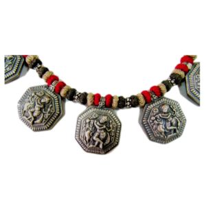 closeup of krishna sterling silver necklace