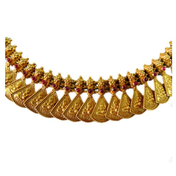 closeup of gold plated ganesh lakshmi silver necklace