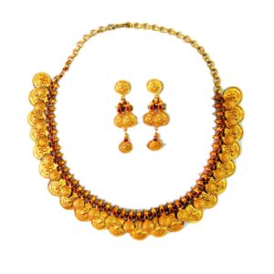 ganesh lakshmi gold plated sterling silver necklace from religious and festive silver jewellery collection