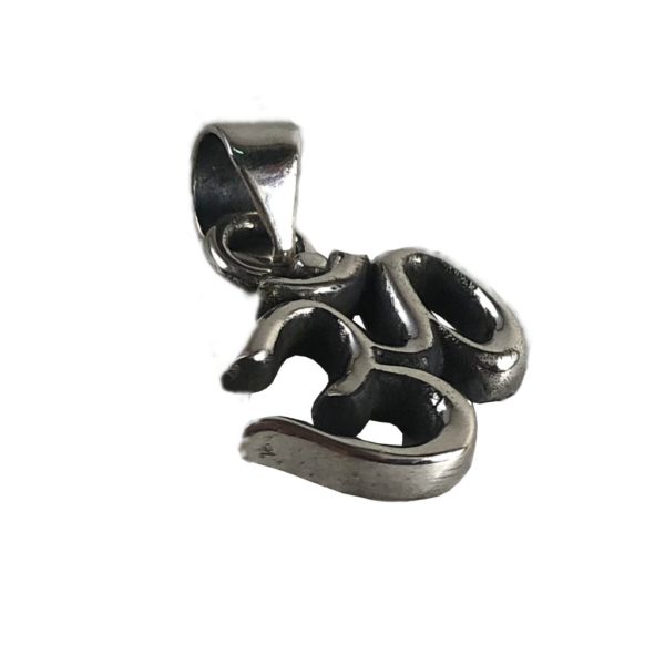 side view and size of om sterling silver pendant