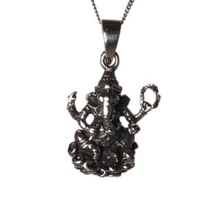 seated lord ganesha sterling silver pendant from divine silver jewellery collection for men & women