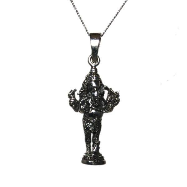 standing lord ganesha figure pendant in pure 925 sterling silver for men & women