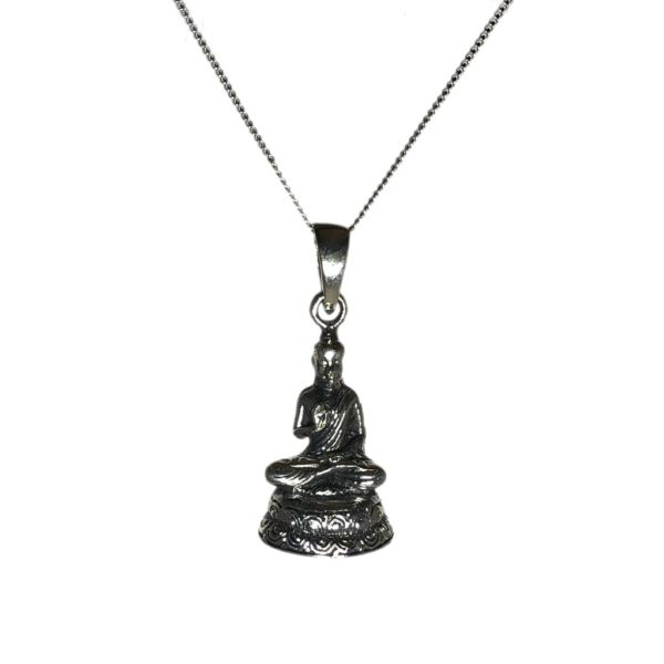 lord buddha sterling silver pendant for men & women from religious silver jewellery collection
