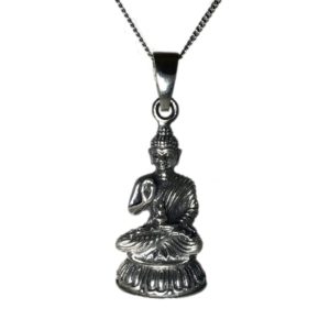 925 sterling silver pendant of lord buddha giving his blessings from divine silver jewellery collection for men & women