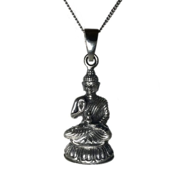 925 sterling silver pendant of lord buddha giving his blessings from divine silver jewellery collection for men & women