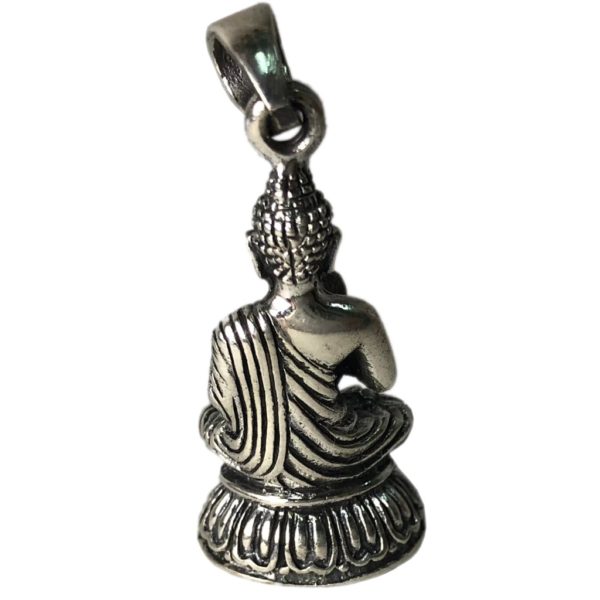 reverse of seated lord buddha sterling silver pendant