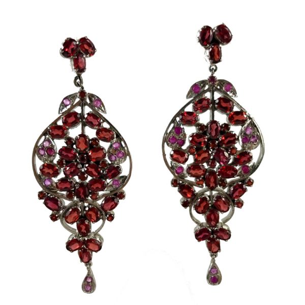 garnet gemstone set pure 925 sterling silver earrings from silver jewellery for women collection