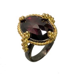 garnet gemstone set silver ring in pure 925 sterling silver jewellery