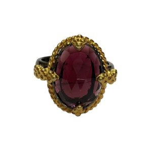 garnet gemstone set sterling silver ring