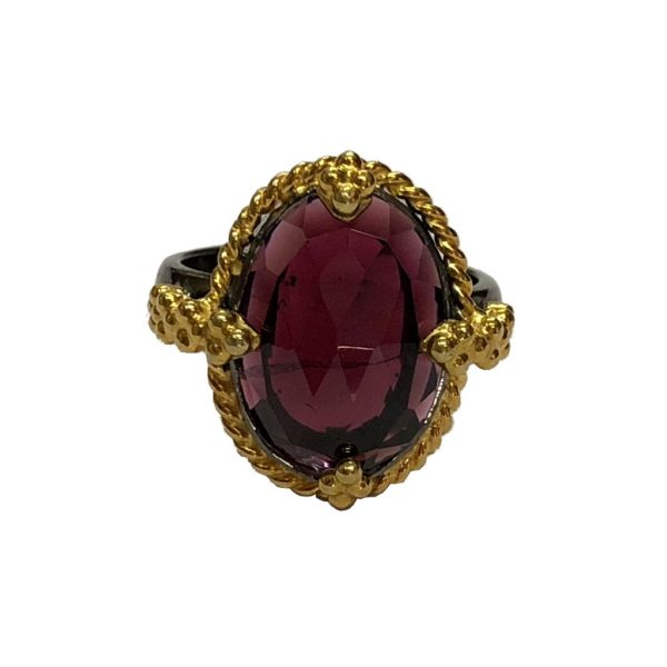 garnet gemstone set sterling silver ring