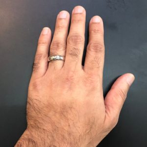 model wearing tarnish resistant silver ring