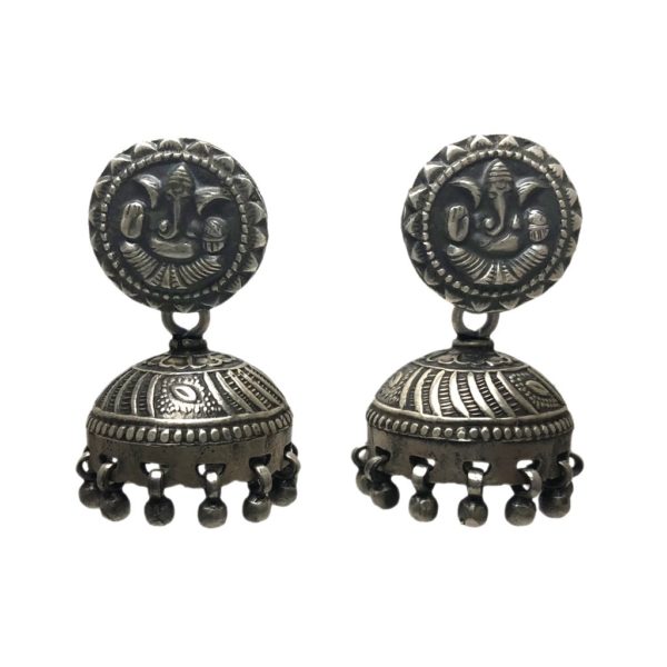 oxidized silver jhumka jhumki sterling silver earrings from religous silver jewellery collection