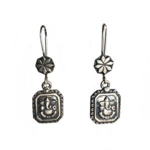 long hanging ganesha earrings in pure 925 sterling silver jewellery for women