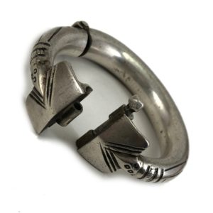 vintage indian tribal silver kada open with clickable lock