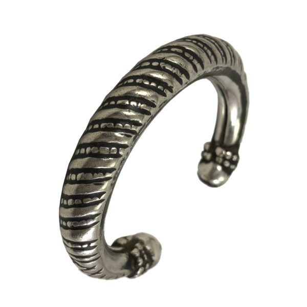 vintage indian silver slip-on kada with twisted design