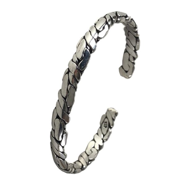 military patterned sterling silver cuff bracelet