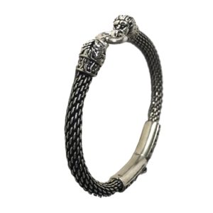 lion head sterling silver chain bracelet for men & women