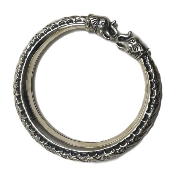 side view of sterling silver elephant head kada