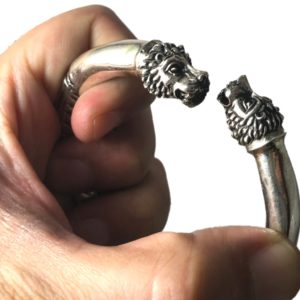 lion heads of sterling silver kada for men & women