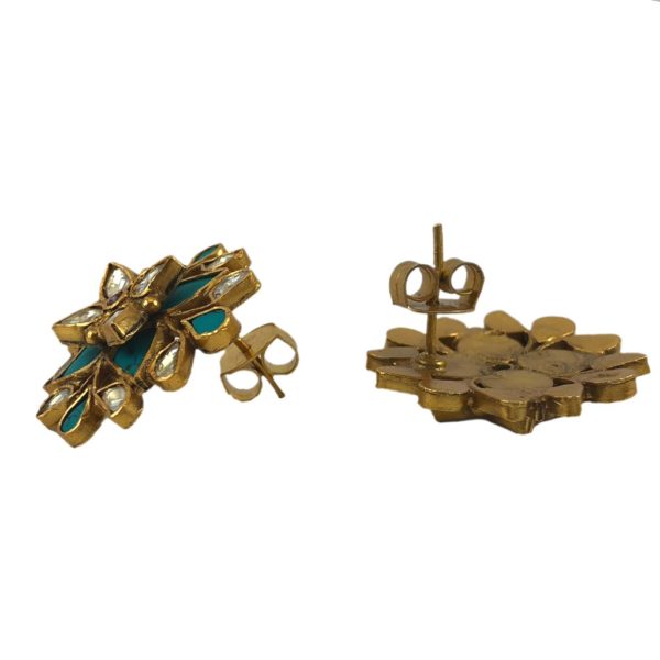 Jadau Turquoise Gold Plated Earrings - Image 2