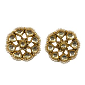 Jadau gold plated silver earrings set with crsytals & pearls from jadau gold plated silver jewellery for women collection