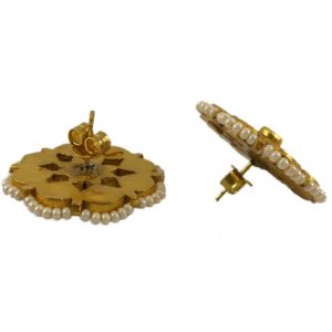 reverse of jadau gold plated silver earrings wirh crystals & pearls