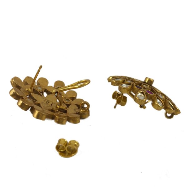 Red Jadau Gold Plated Earrings - Image 2