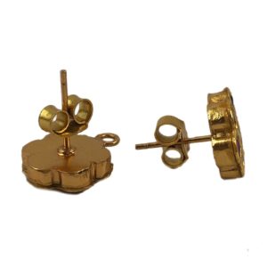 reverse of small jadau gold plated sterling silver earrings