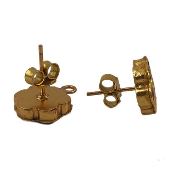 reverse of small jadau gold plated sterling silver earrings