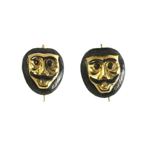 yali lion headed gold plated silver earrings