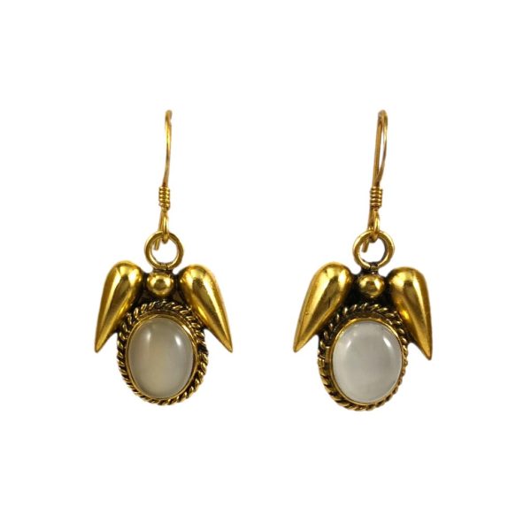 gold plated sterling silver earring set with moonstone gemstone from gold plated silver jewellery for women