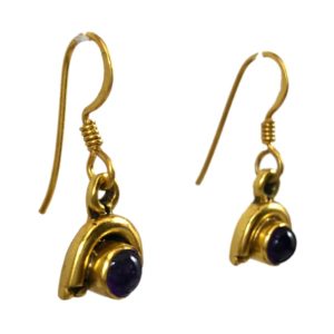 Gold Plated Garnet Horseshoe Earrings - Image 2